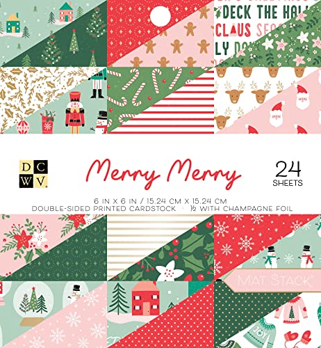 DCWV Paper Stack 6X6, Merry Merry, W/Champagne Foil