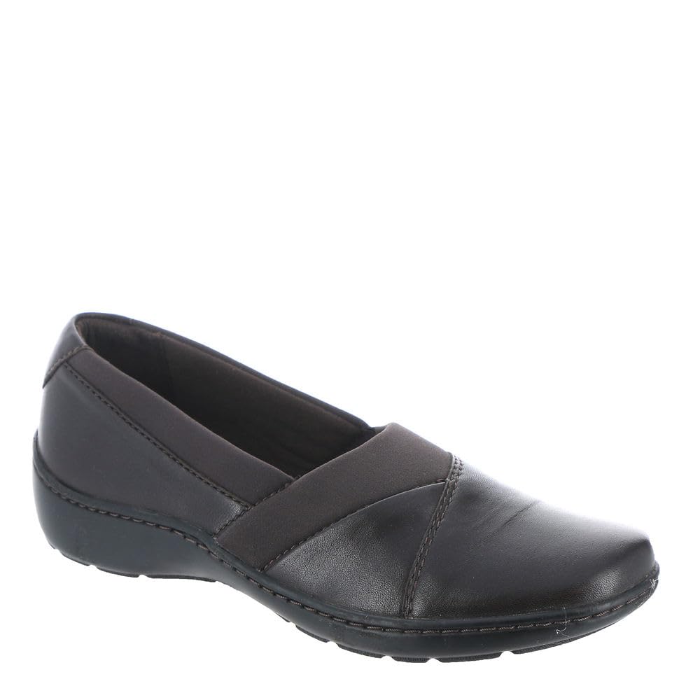 Clarks Women’s Cora Charm Loafer, Dark Brown Leather, 7.5