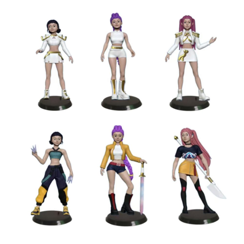 Photo 1 of 6 pcs k pop demon hunters Cake Toppers Character Set of Action Figures Toys?k pop demon hunters Mini Figurines Dolls Birthday Party Supplies Car Desktop Birthday Decorations
