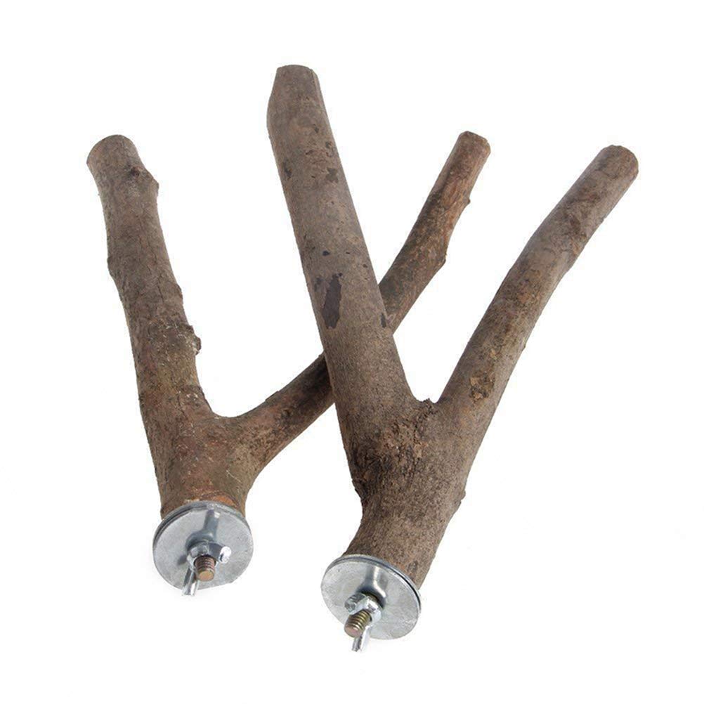 2Pcs Bird Parrot Perch Natural Wood Fork Stand Birdcage Stands - 15cm
