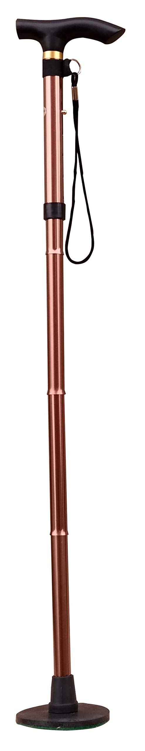 Acclaim Bowlers Adjustable 33”-37” Lawn Bowls Plain Lightweight Alloy Folding Four Piece Plain Metal Walking Stick & Green Protector With Synthetic Green Felt Base (Bronze)