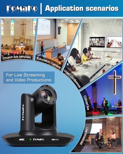 FoMaKo 4K PTZ NDI HX3 Camera 30x Optical Zoom, AI Auto Tracking, 3G-SDI HDMI LAN PoE USB3.0 Live Steaming Camera 【4K 30x NDI HX3 SDI KI Tracking, K30NS】