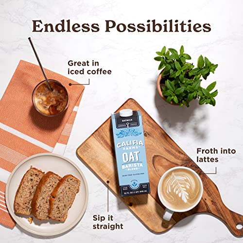 Califia Farms Oat Barista Blend Oat Milk, 32 Oz (Pack of 6), Shelf