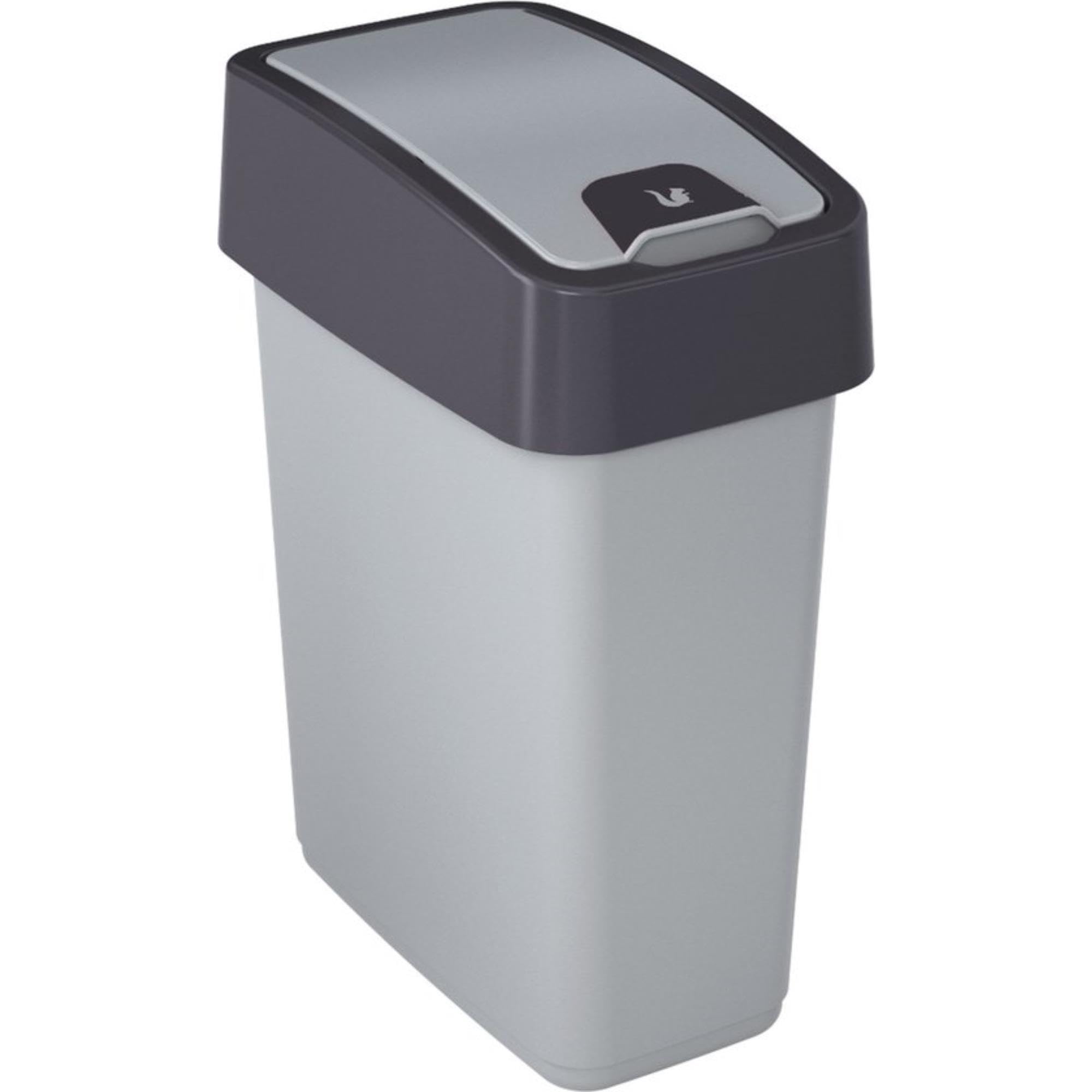 keeeper Premium Waste Bin with Flip Lid, Soft Touch, 10 Litre, Magne, Silver