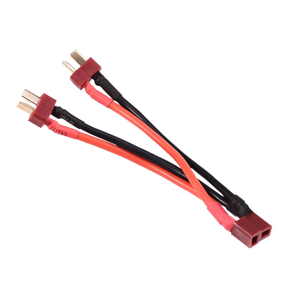 T Style Plug Cable, 1 Female to 2 Male 14AWG Cable Connector to Deans for RC ESC Lipo Battery