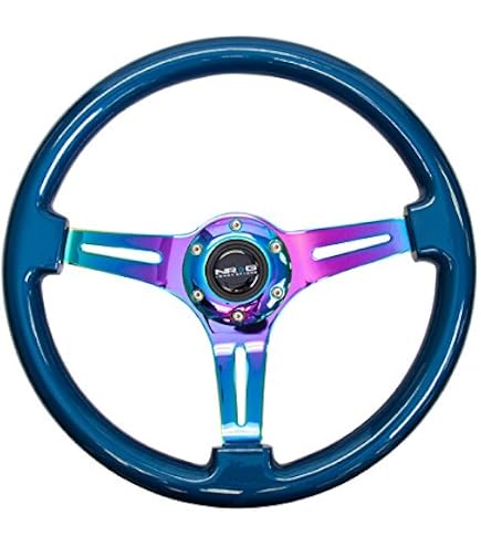 NRG Innovations Reinforced 350mm Racing Steering Wheel - Black Spokes, White Leather, 6-Bolt - View #3