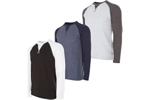 DARESAY 3 Pack: Thermal Long Sleeve Tee Shirt for Men- Henley & Crew Long Sleeve Shirts for Men – Mens Long Sleeve T Shirts