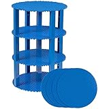 Classic Stackable 8" Circle Baseplate Brik Tower by Strictly Briks | Building Brick Set | 100% Compatible with All Major Brands | 4 Base Plates &amp; 30 Stackers | Blue