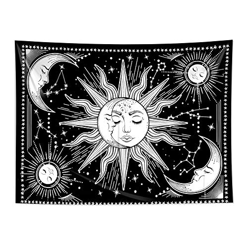 Sun and Moon Tapestry Wall Tapestry Black Tapestry Wall Hanging for Wall Art and Home Decor for Bedroom, Living Room, College Room Décor (51.2\