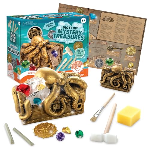 MindWare Dig It Up Discoveries Pirate Mystery Treasure Chest: Giant Discovery Project for Kids – Dig Up 13 Treasures – Includes a Bonus Dig, 2 Chisels and 1 Poster Filled with Pirate Facts and Lore