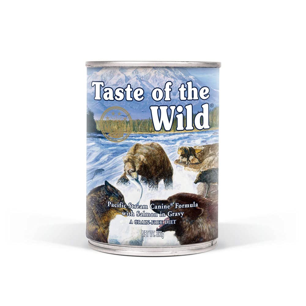 Taste of the Wild Pacific Stream Formula With Smoked Salmon In Gravy, Grain Free Wet Dog Food, 12x390g Cans - Wet Dog Food Tins, Rich Protein Blend, Complete Nutrition for All Life Stages