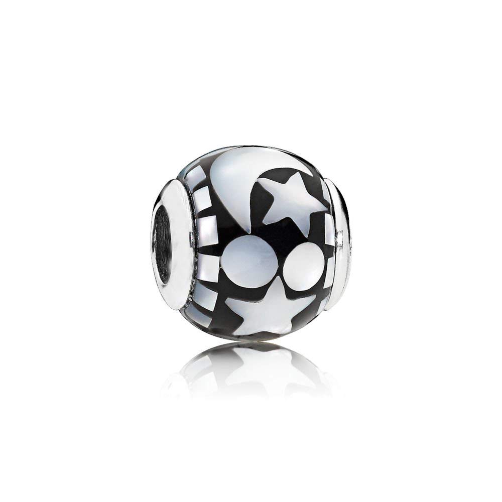 FGT Moon Star Celestial Mosaic Charm fits Pandora Charms Bracelet Birthday Jewellery Gift for Women Daughter Sterling Silver Bead S925