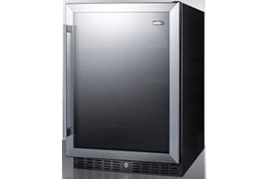 SUMMIT APPLIANCE Summit 24" Refrigerator, 5.0 cu.ft. capacity, ADA Compliant, Stainless Steel, Built-in, Glass Door - AL57G
