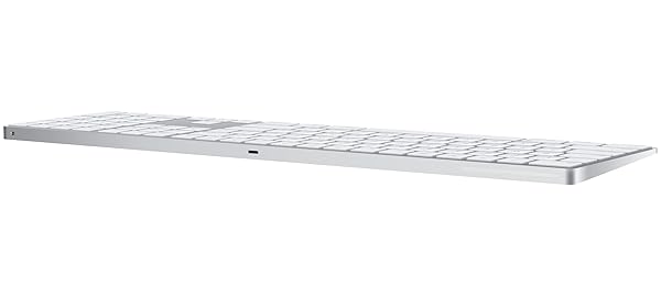 APPLE MAGIC KEYBOARD WITH NUMERIC KEYPAD: WIRELESS, BLUETOOTH, RECHARGEABLE. WORKS WITH MAC, IPAD, OR IPHONE; US ENGLISH – WHITE