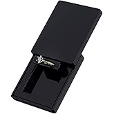 MONOLIX Slim Engagement Ring Box, Thin Unique Sliding Lid, Elegant Discreet Secret Surprise Marriage Wedding Proposal Case (Black, mini)