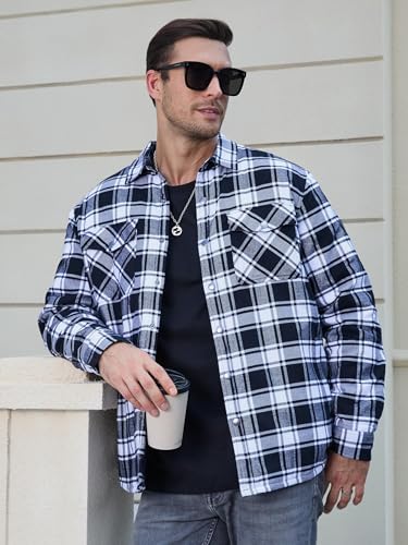 TACVASEN Men's Padded Padded Work Casual Lumberjack Shirts Plaid Flannel Jacket