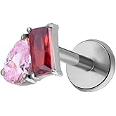 Cords Club Toi et Moi Flat Back Stud – ASTM-F136 Implant Grade Titanium - Push Pin Design for Sensitive Ears – Available in 18K PVD Gold Plated & Titanium Silver (Single Earring)