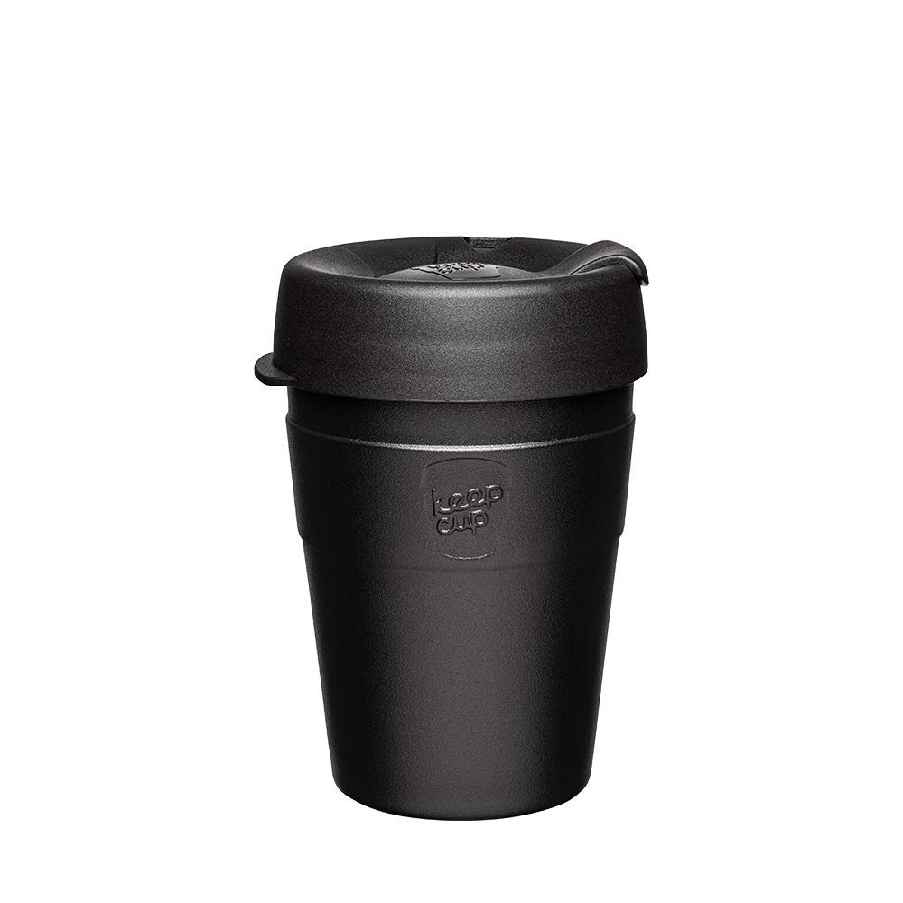 KeepCup Thermal - Vacuum Insulated Stainless Steel, Reusable Coffee Cup with Splashproof Sipper Lid - 12oz/340ml - Black