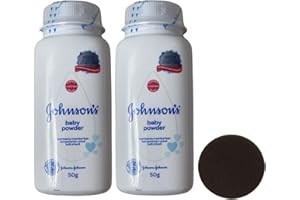 RADIANCEAURA SIGNATURE Johnson's Baby Travel Size Powder 50g 1.7oz (Pack of 2). This Johnson and Johnson Baby Bundle Comes with RadianceAura Sponge Rubber Black.