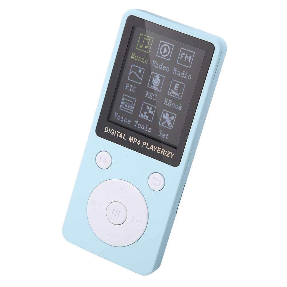 Portable MP4 Music Player, USB Rechargeable MP4 Media Player with Headphone Long Standby Time Support Music, Radio, Recording, Video, E-book, Built-in Stopwatch(Blue)