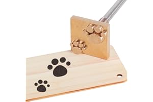 OLYCRAFT Dog Paw Branding Iron - Rectangular Brass Head with Wooden Handle for Wood, Leather, Plastics & More