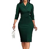 Women's Church Dresses 3/4 Sleeve Sexy V Neck Vintage Pencil Dress Mermaid Dress for Business