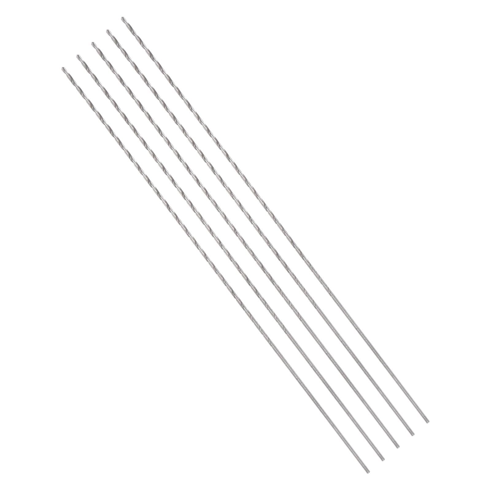 CoCud Extra Long Twist Drill Bits, 0.8mm Cutting Diameter 0.03" Shank 3.9" Length, High-Speed Steel Jobber Bit Set (Applications: for Metal Wood Plastic), 5-Pieces