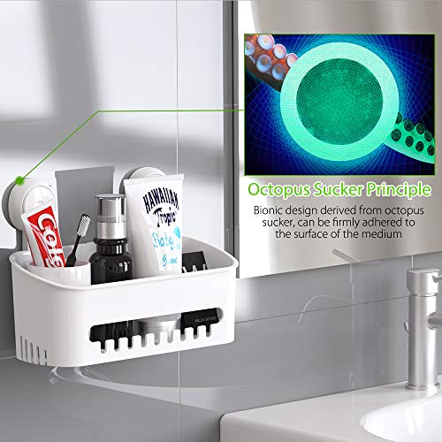 Suction Cup Shower Caddy – 1-Tier White Organizer For Shampoo & Conditioner Bottles