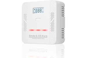 AOTIQUAL Smoke and Carbon Monoxide Detector Combination Alarms, Smoke Alarm and Carbon Monoxide Detector with Sound Warning and LCD Display Battery Operated for Home (1 Pack)