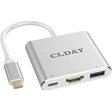 USB-C to HDMI Adapter, 4K CLDAY USB Type-C (Thunderbolt 3 Compatible) Multiport Hub, 3-in-1 with HDMI Port USB 3.0 Port and U