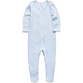 O2 BABY Baby Boys Girls Organic Cotton Zip-Front Sleeper Pajamas, Footed Sleep 'n Play