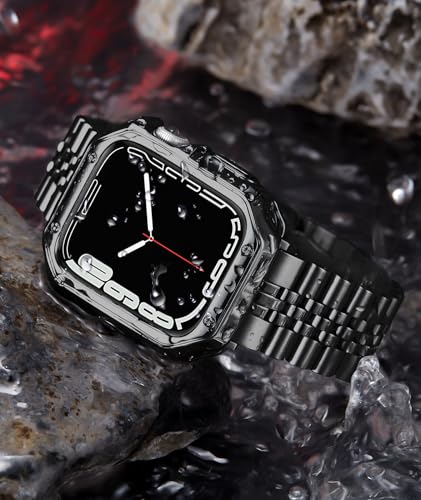 BINLUN Metal Band Compatible with Apple Watch 46mm 45mm 44mm 42mm 41mm 40mm 38mm 49mm Stainless Steel Bands with TPU Case Fit for iWatch Series 11/10/9/8/7/SE2/SE/6 /5/4 3/2/1/SE3/Ultra