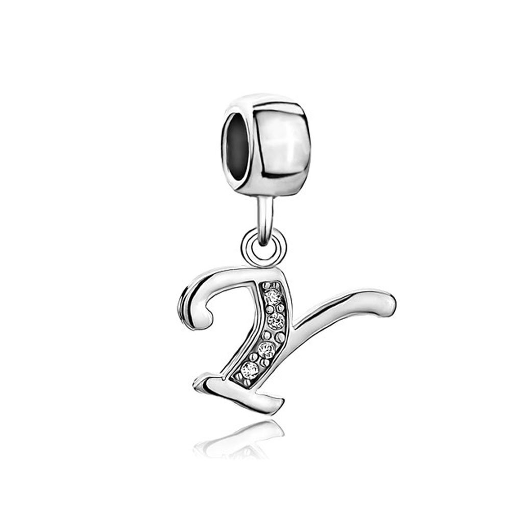 LovelyJewelry Silver Plated Initial Charms Letter