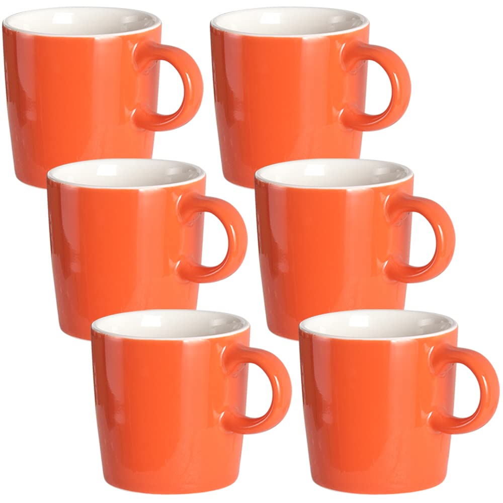 homEdge Procelain Espresso Cup, 4 Ounces / 120 ml Demitasse for Espresso, Tea- Set of 6, Orange (209CEC060223) — image 1