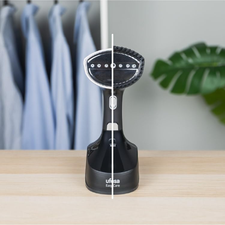 Plancha Vertical de Vapor Easy Care 1700W, Elimina Arrugas, Desinfecta y Desodoriza, Vapor Continuo 30 g/min, Lista en 25s, Depósito 300ml, Cabezal Extragrande, Cepillo para Tejidos Gruesos
