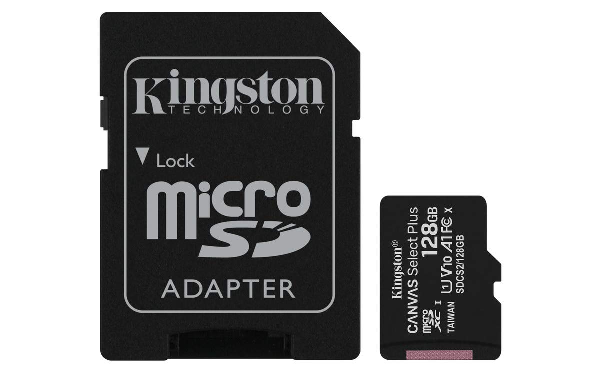 Kingston 128GB microSDHC Canvas Select Plus 100MB/s Read A1 Class 10 UHS-I Memory Card + Adapter with Frustration Free Packaging (SDCS2/128GBET)