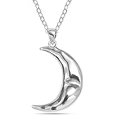 LeCalla 925 Sterling Silver Pendant Necklace | Crescent Moon and Star Necklace Jewelry | Handmade Charm Pendant Necklace for Women | Adjustable Chain Necklace Gifts for Women Valentine s Day, Mother s Day
