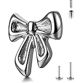 Osbourney 16G ASTM F136 Titanium Threadless/Threaded Studs Crystal with flower Tops for Conch,Tragus,Helix,Lobe Come With 6mm/8mm Lengths Post Flatback earring nose Jewelry Gold 1pc