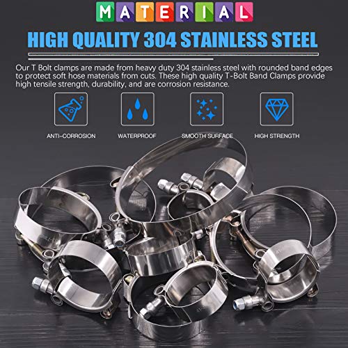 Glarks 12Pcs 6 Sizes 32116mm Stainless Steel TBolt Hose Clamps Turbo