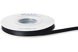 Ribbli Double Faced Black Satin Ribbon,1/4” x Continuous 25 Yards,Use for Bows Bouquet,Gift Wrapping,Floral Arrangement
