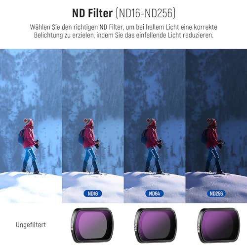 NEEWER HD CPL ND16 ND64 ND256 Filter Set Compatible with DJI Osmo Pocket 3 / Pocket 4 / Xtra Muse, Magnetic Gimbal Action Camera Accessory Set with Neutral Density and Polarising Filters