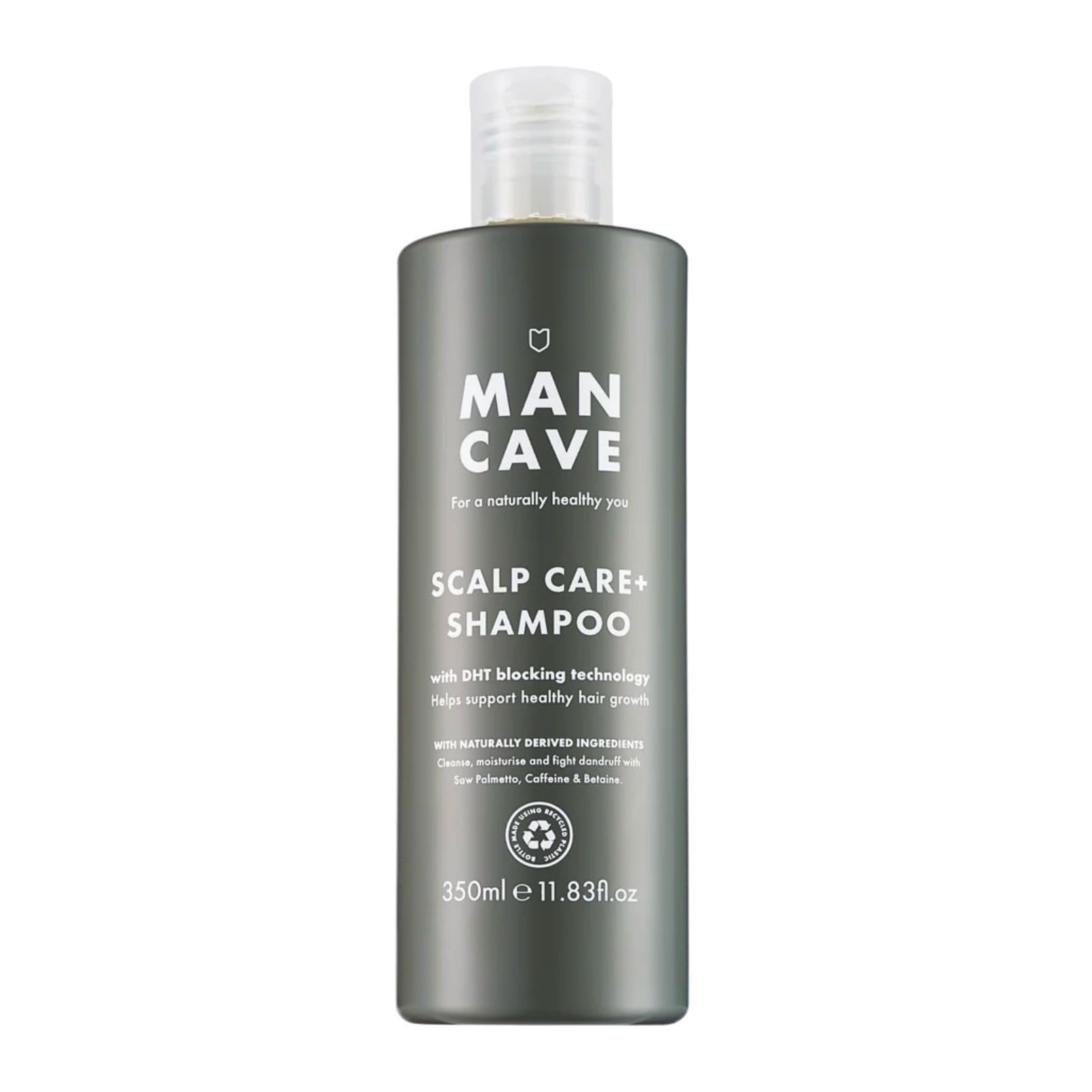 ManCave Scalp Care Shampoo for Men, DHT Blocker Encourages Hair Growth and Dandruff Control, Contains Saw Palmetto, Panthenol and Betaine, Sulphate Free, Natural, Vegan, Cruelty Free, 350 ml