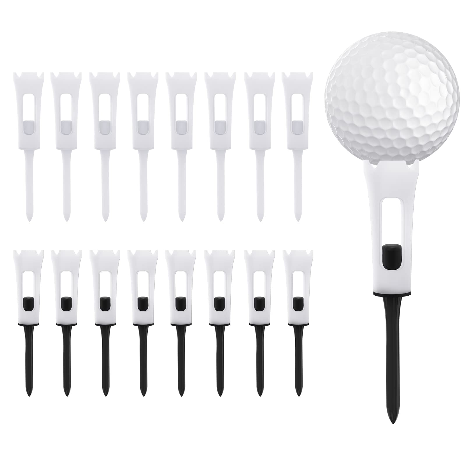 Linkidea Plastic Golf Tees, 16 Pack 4-Prong 3-1/4" Professional Performance Low Resistance Shock Absorbing Tees Golf Accessories