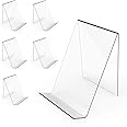Boloyo Acrylic Book Stand Without Ledge ,6 Inch 6PC Clear Acrylic Display Easel Transparent Display Stand Holder Tablet Holder for Displaying Pictures,Books,Artworks, CDs