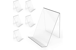 Boloyo Acrylic Book Stand Without Ledge,6 Inch 6PC Clear Acrylic Display Easel Transparent Display Stand Holder Tablet Holder for Displaying Pictures,Books,Artworks, CDs