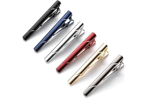 JUNXINSHUN 6pcs Tie Clips for Men Tie Clip Tie Bar Tie Bars for Men with gift box Wedding banquet Tie Pin Clips
