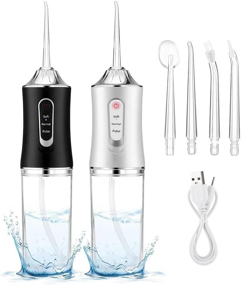 Photo 1 of LSLCQW Water Dental Flosser Teeth Pick Portable Cordless Oral Irrigator Rechargeable Travel Irrigation Cleaner 3 Modes 4 Jets IPX7 Waterproof Electric (White)