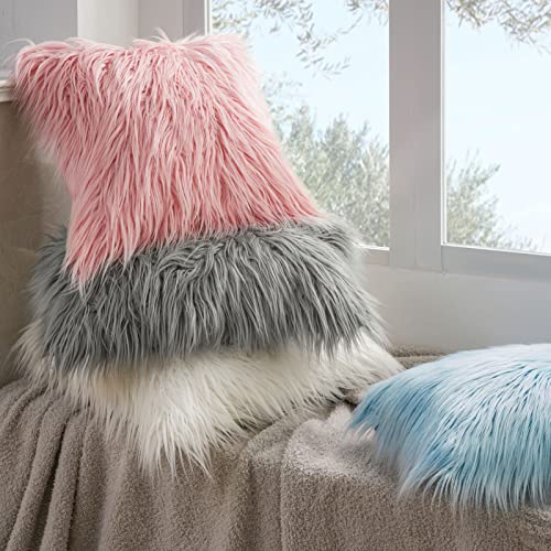 Phantoscope Faux Fur Pillow Cover Decorative Fluffy Throw Pillow