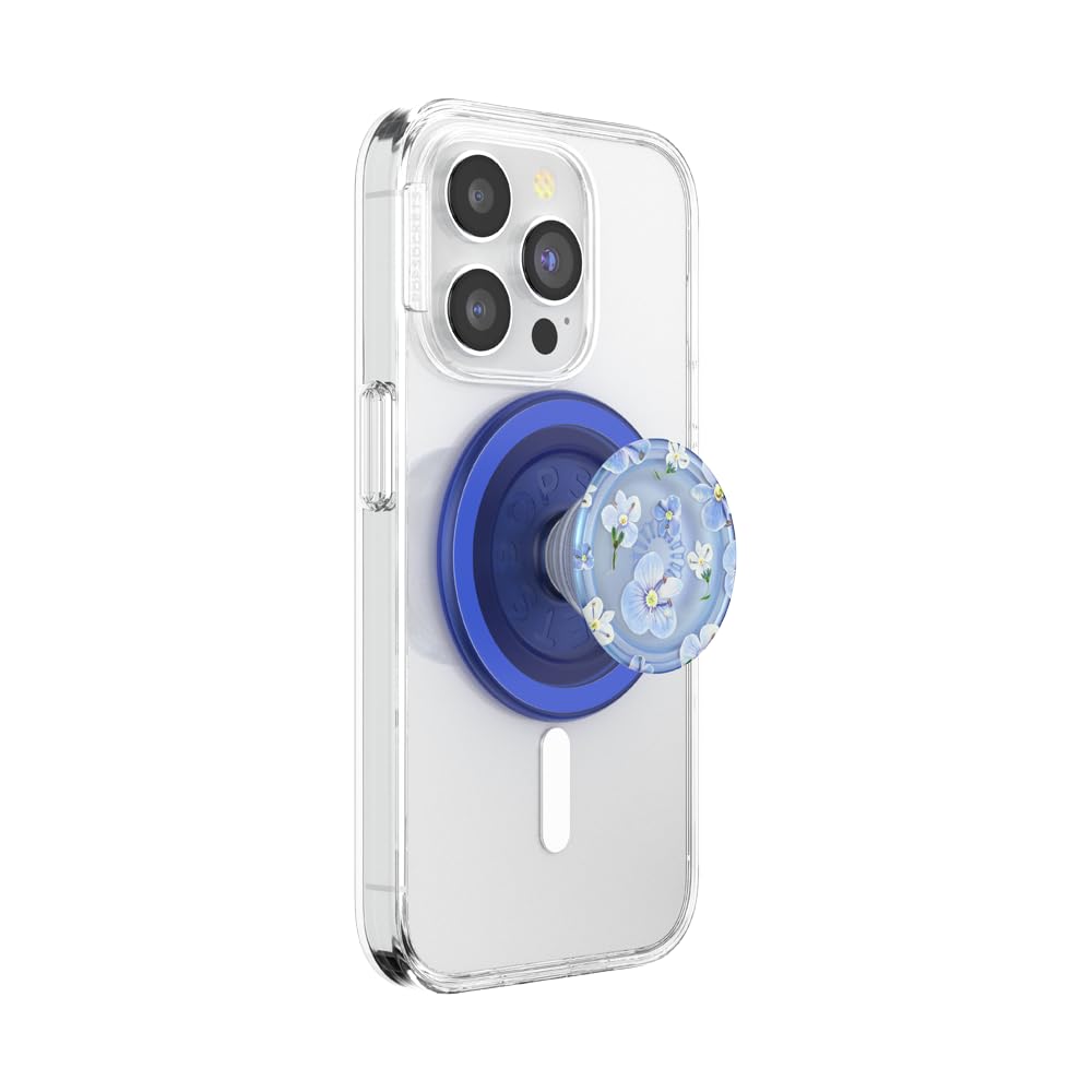PopSockets Phone Grip for MagSafe, Magnetic Holder, Phone Stand, Light Blue - Blue Fields