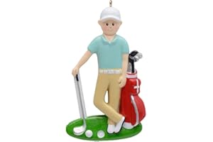 MAXORA Golf Boy Personalized Christmas Ornament Tree Decoration 2025 - Male Golfer Playing Golf Christmas Ornament - Holding Bag of Clubs Golfing Ornament - Personalized Gifts for Dad, Grandpa, Men